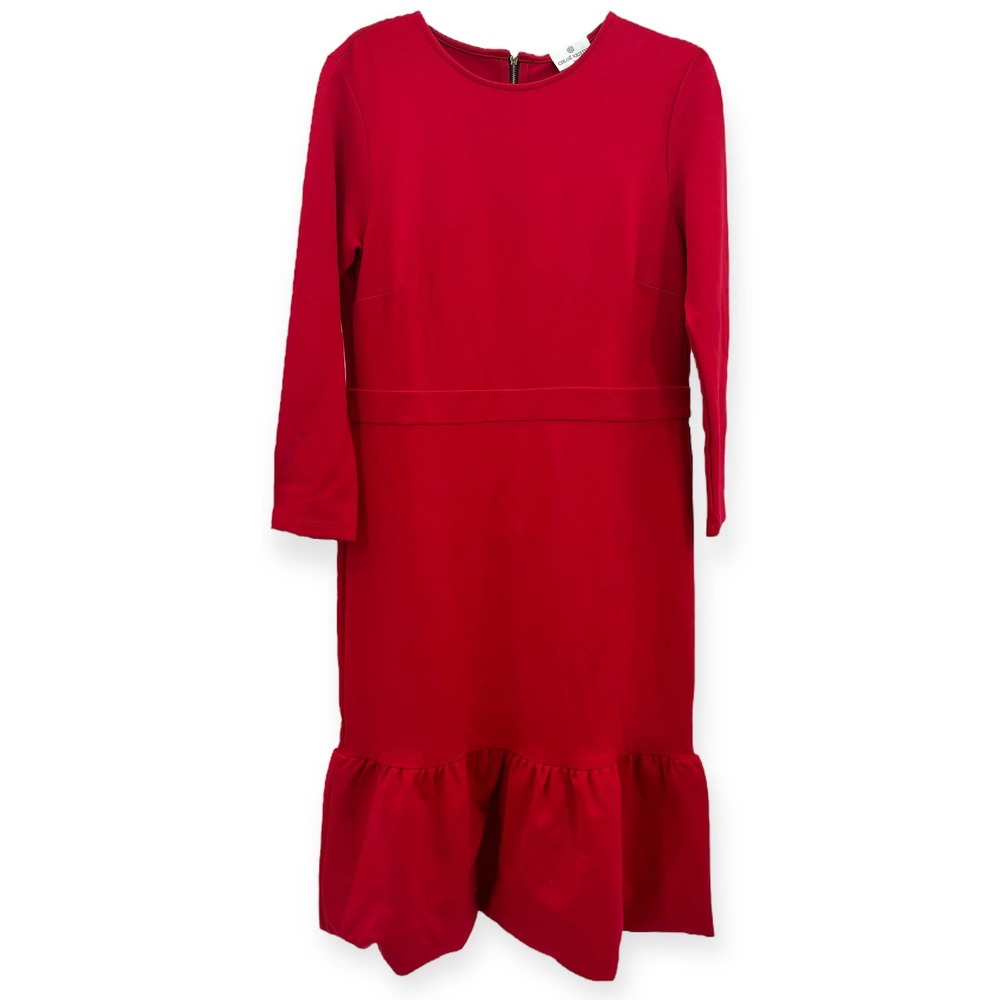 Chloe Kristyn Red Long‎ Sleeve Ponte Knit Bubble Hem Midi Dress NWT Size Large